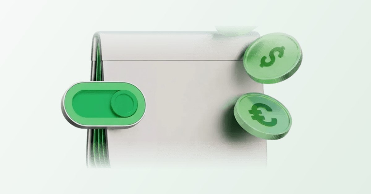 Freedom24 forex: τρισδιάστατο γραφικό της Freedom24 με διακόπτη και κέρματα δολαρίου και ευρώ