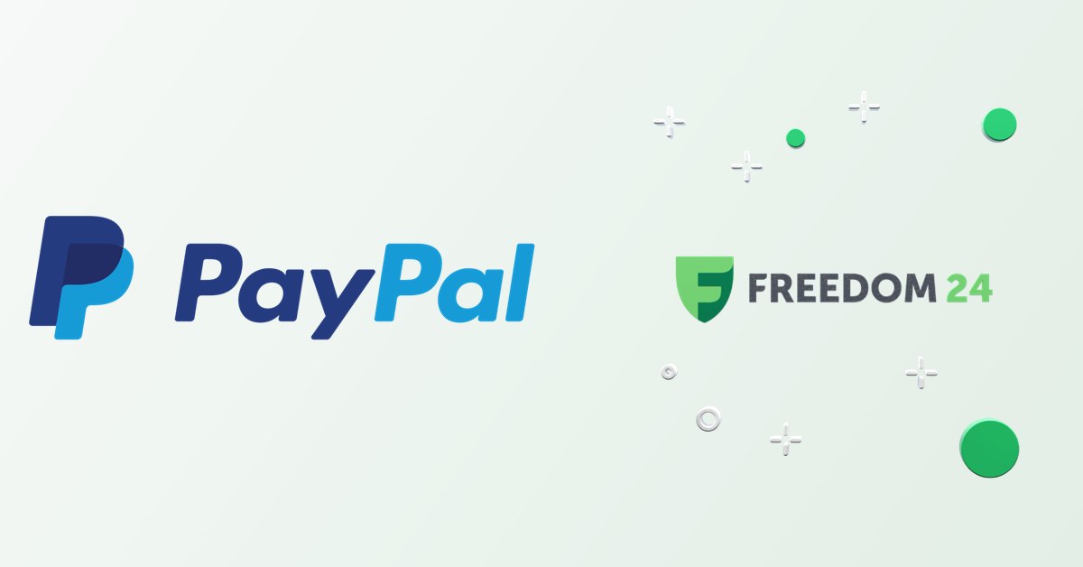 Freedom24 PayPal: το λογότυπο της PayPal δίπλα στο λογότυπο της Freedom24