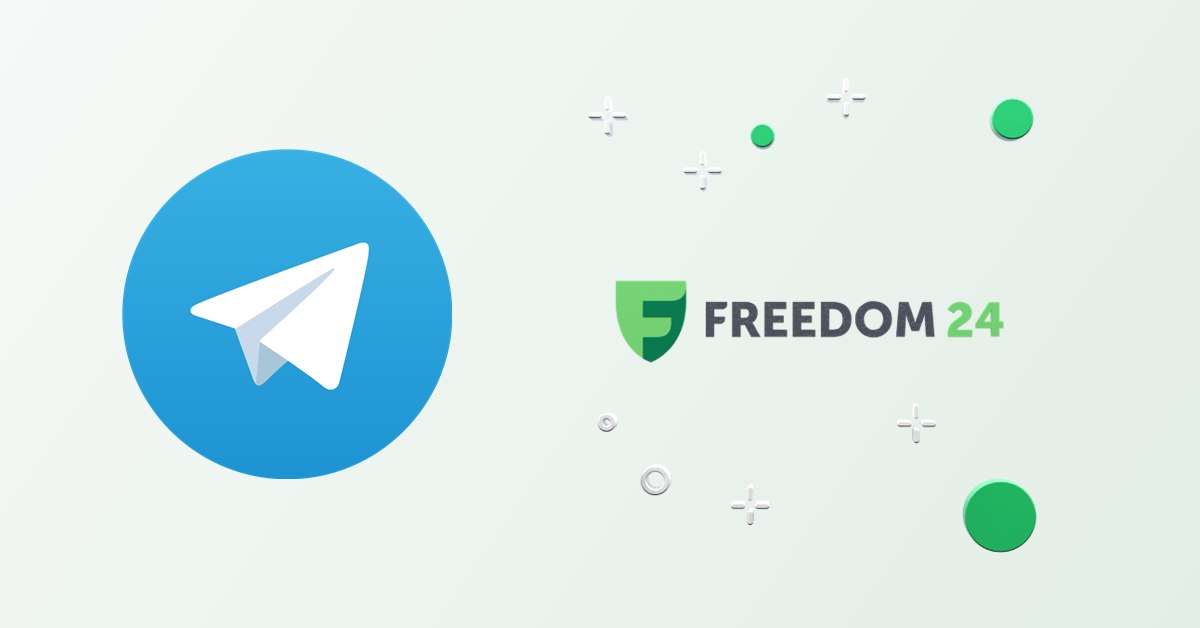 Freedom24 Telegram: το λογότυπο του Telegram δίπλα στο λογότυπο της Freedom24