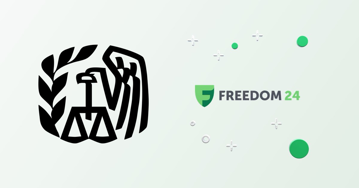Freedom24 W-8BEN: το λογότυπο της αμερικανικής εφορίας IRS δίπλα στο λογότυπο της Freedom24